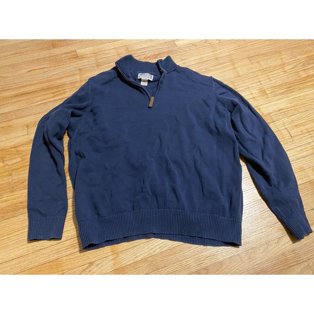 Duluth Trading Co. Men XL Pullover Sweater 1/4 Zip Navy Blue